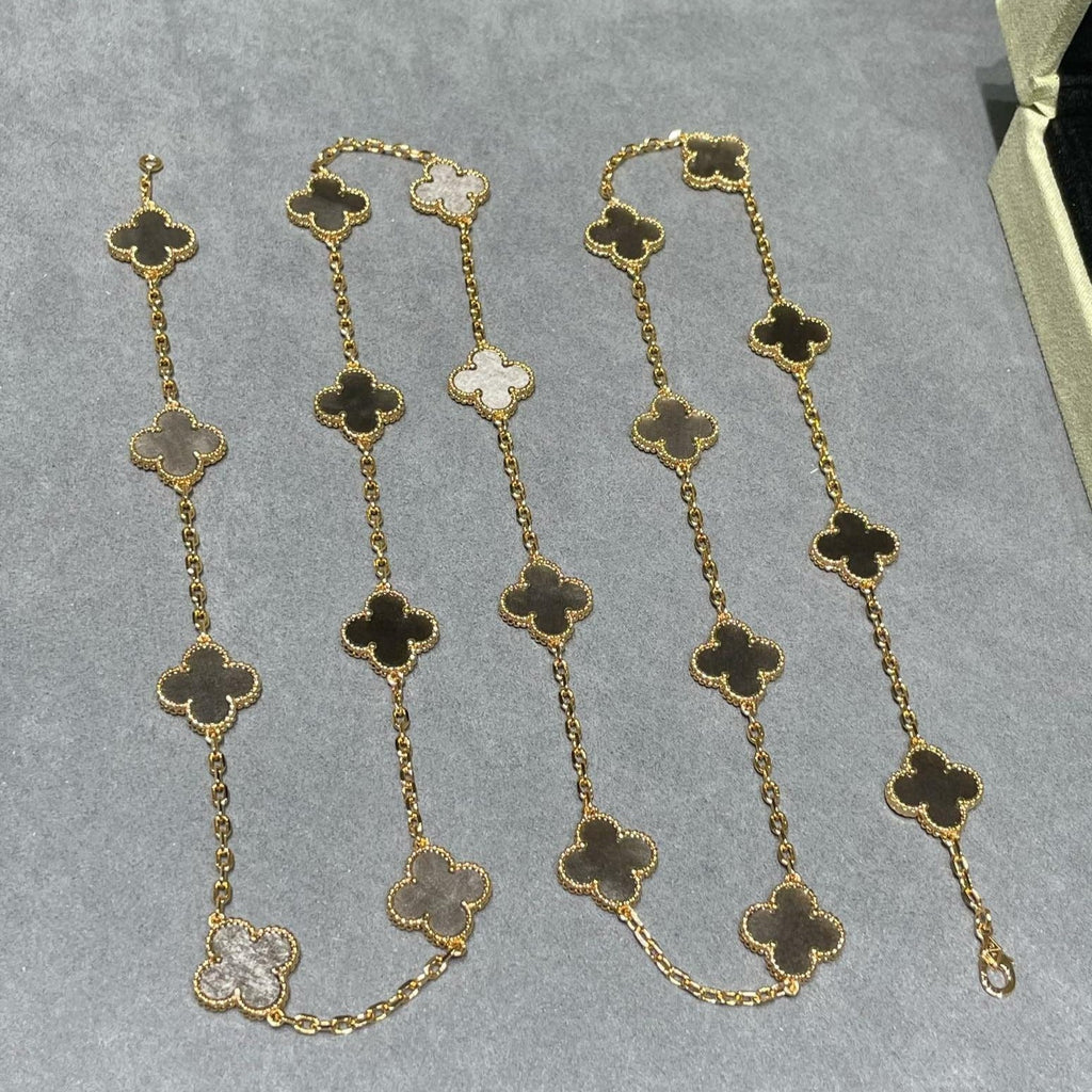 Van Cleef & Arpels CLOVER 20 MOTIF GREY MOP PINK GOLD NECKLACE