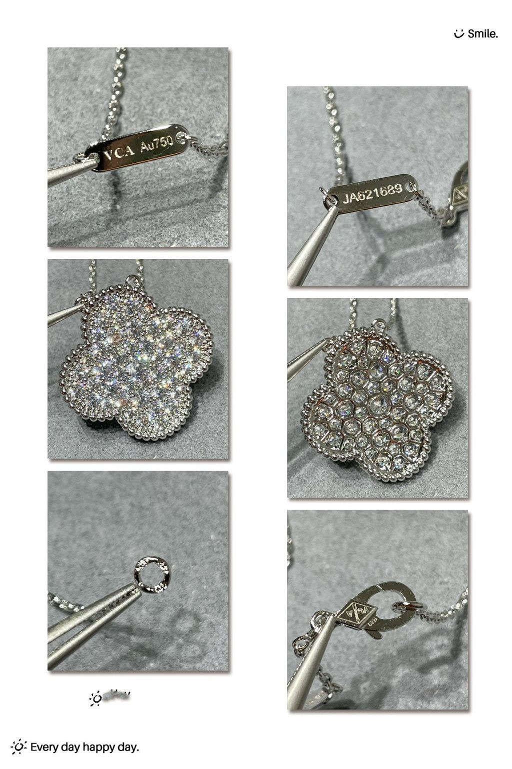 Van Cleef & Arpels CLOVER LARGE PENDANT DIAMOND PAVED SILVER NECKLACE