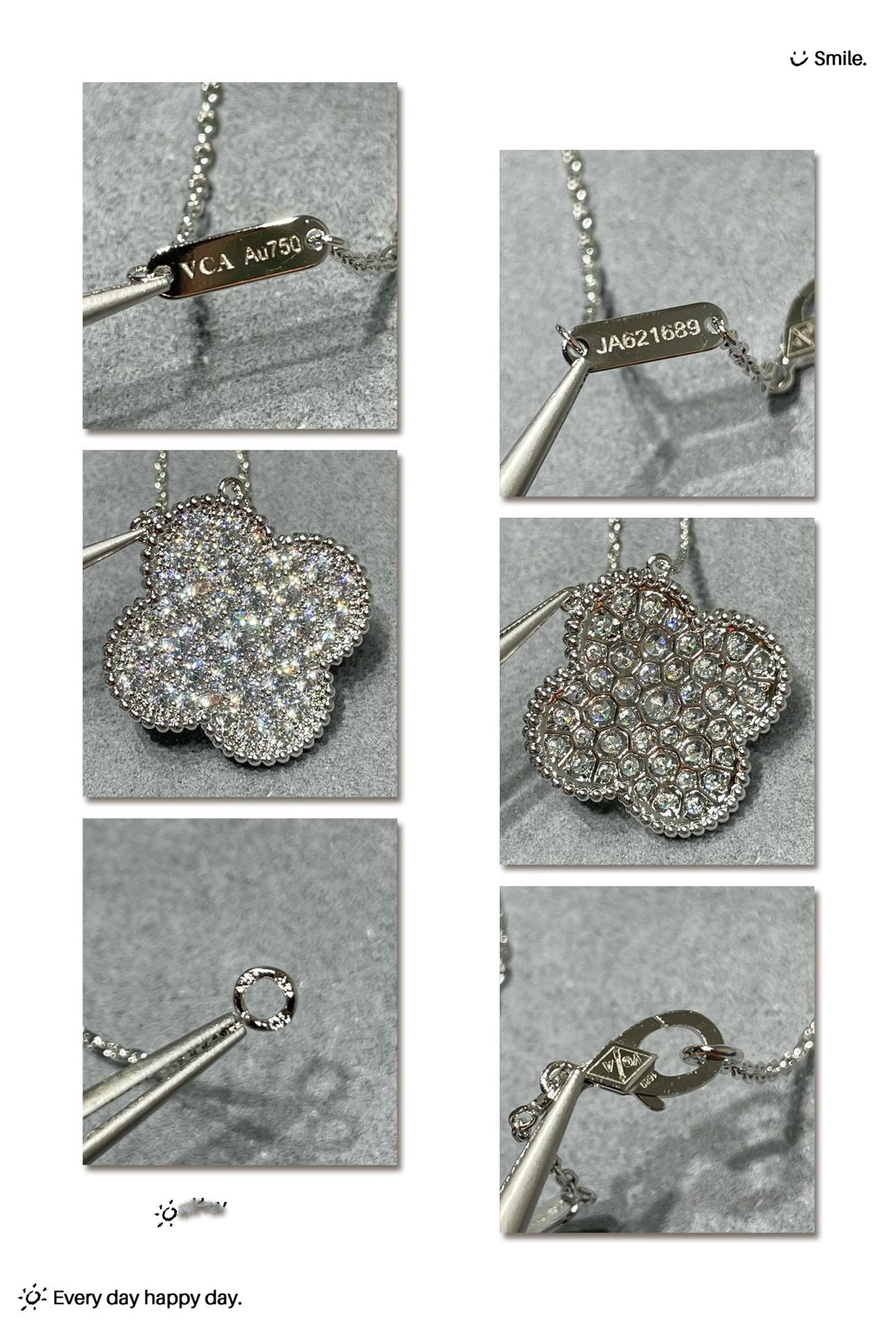 Van Cleef & Arpels CLOVER LARGE PENDANT DIAMOND PAVED SILVER NECKLACE