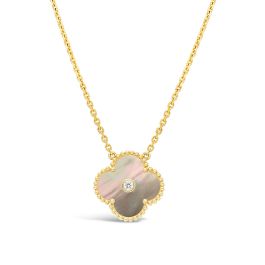 Van Cleef & Arpels CLOVER GOLD DARK MOP CLOVER NECKLACE