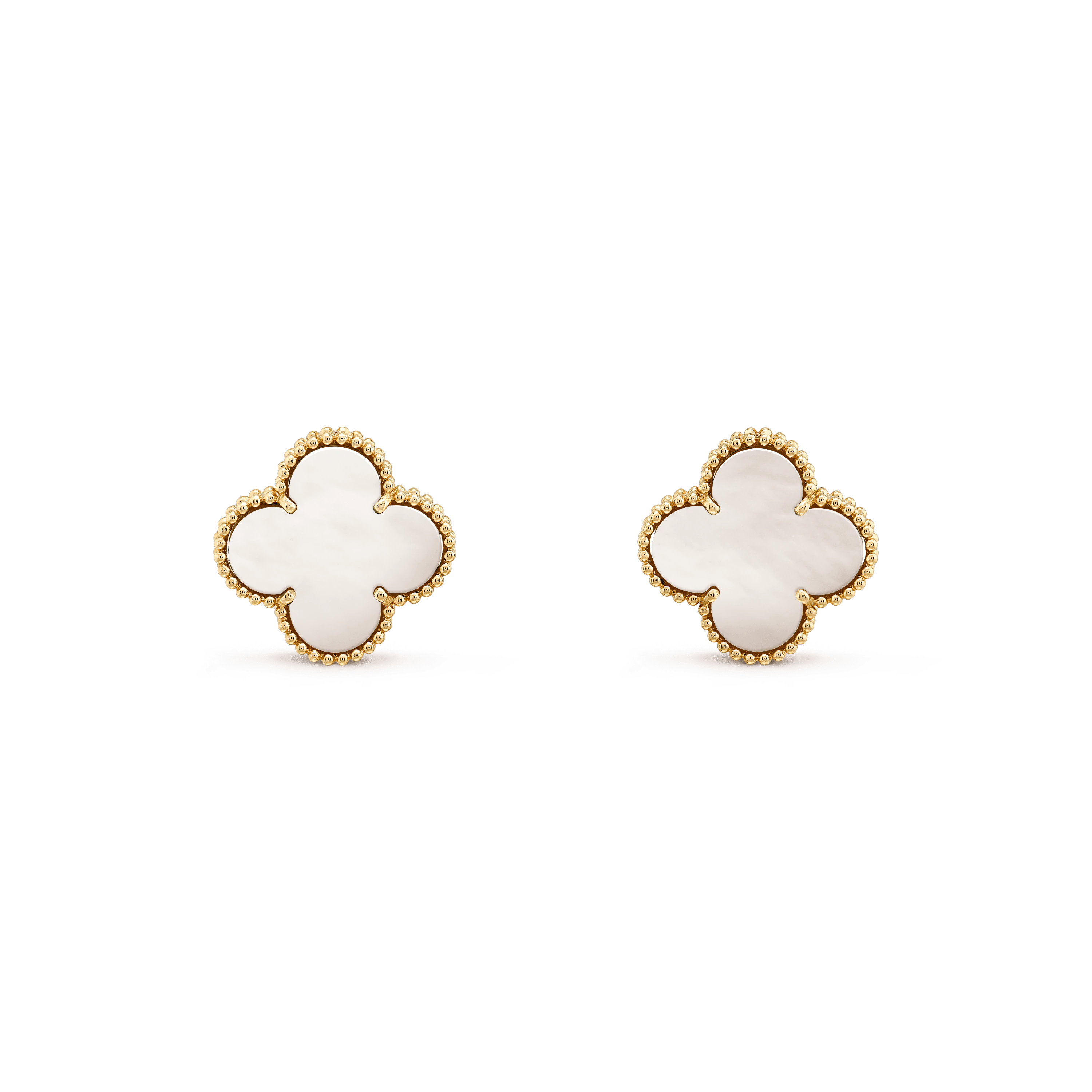 Van Cleef & Arpels CLOVER MEDIUM WHITE MOP PINK GODL EARRINGS