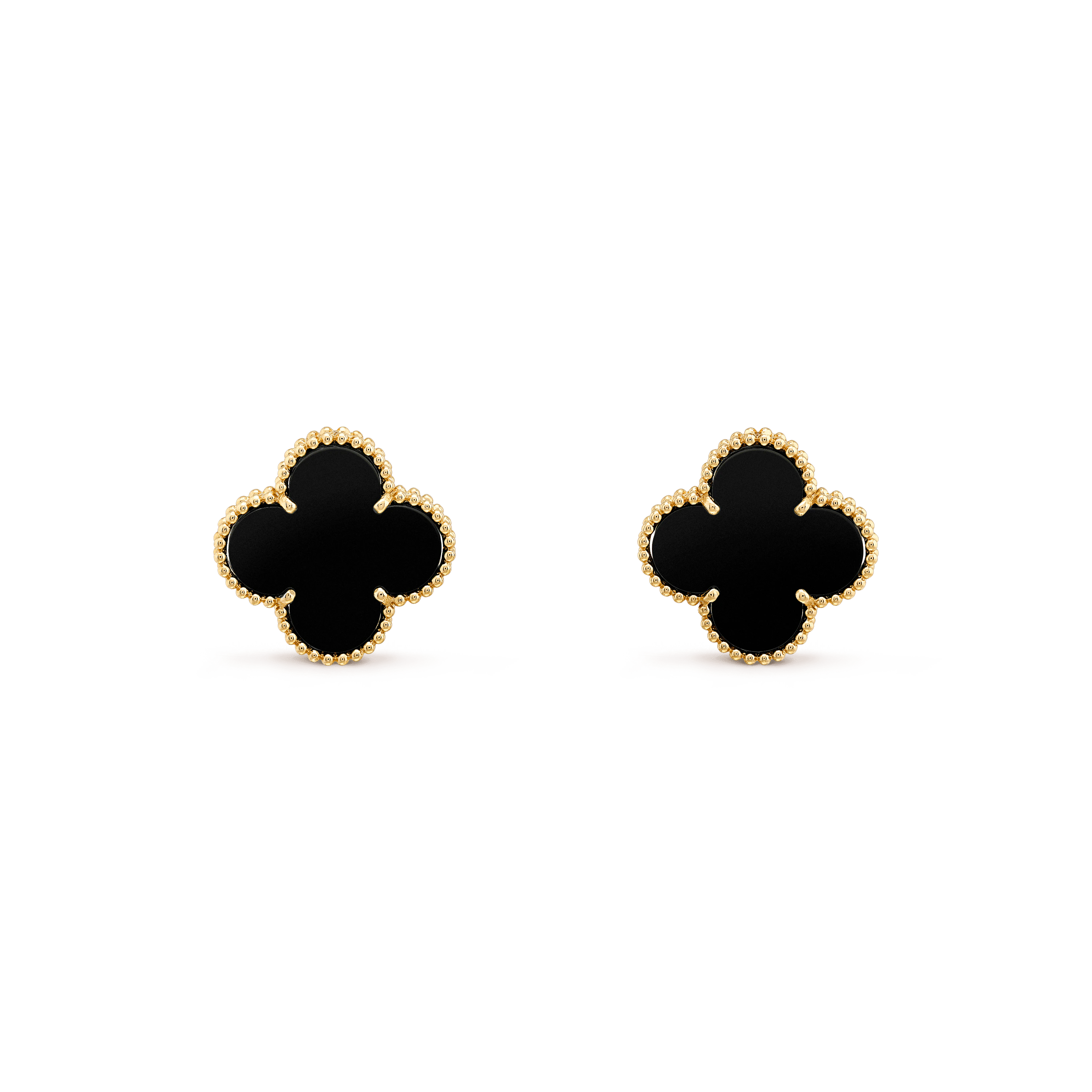 Van Cleef & Arpels CLOVER MEDIUM ONYX PINK GODL EARRINGS