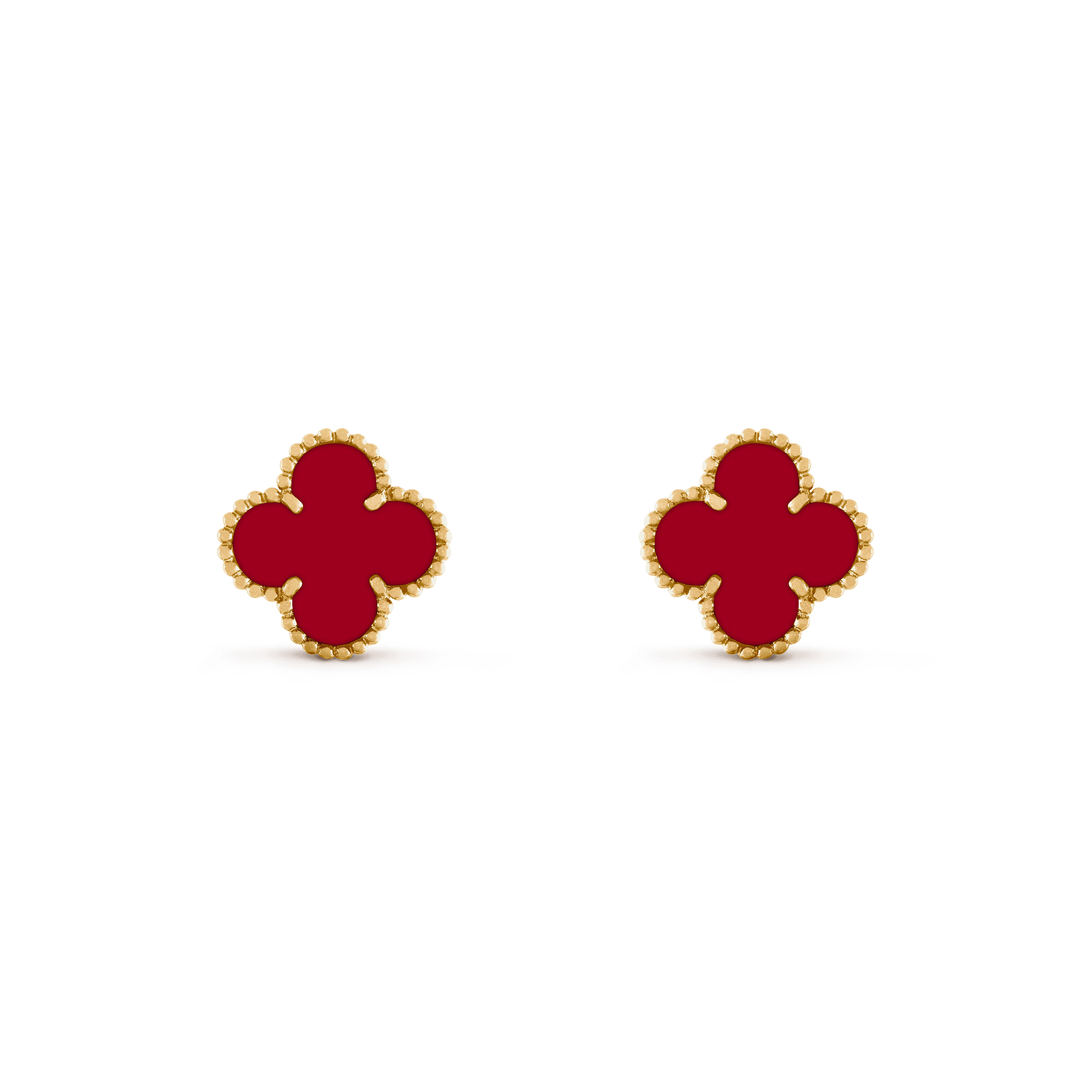 Van Cleef & Arpels CLOVER MEDIUM CARNELIAN PINK GODL EARRINGS