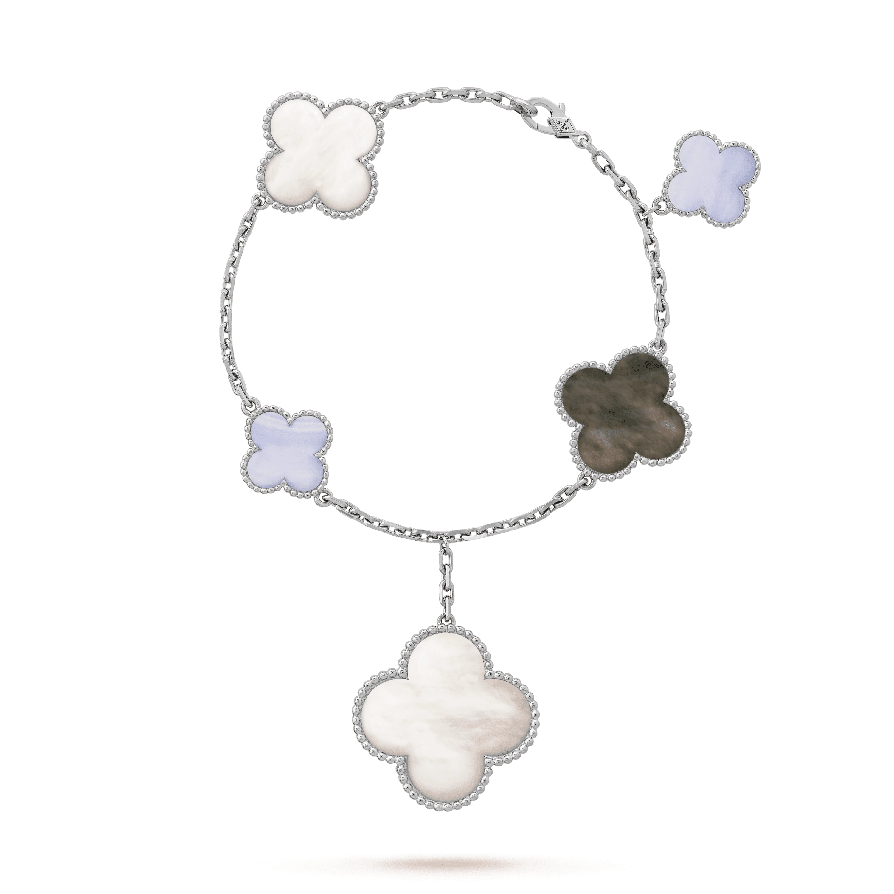 Van Cleef & Arpels CLOVER BRACELET 5 MOTIFS MOP CHALCEDONY SILVER