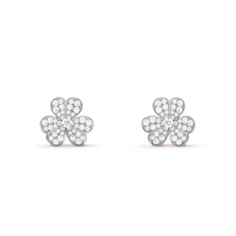 Van Cleef & Arpels CLOVER COMOS SILVER DIAMOND EARRINGS