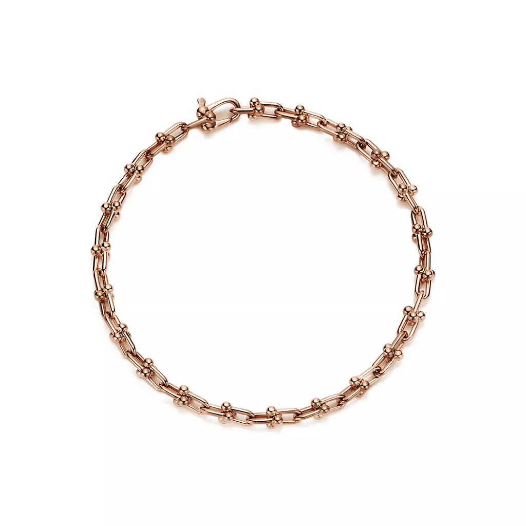 TIFFANY HARDWEAR MICRO LINK 44 MOTIF PINK GOLD BRACELET