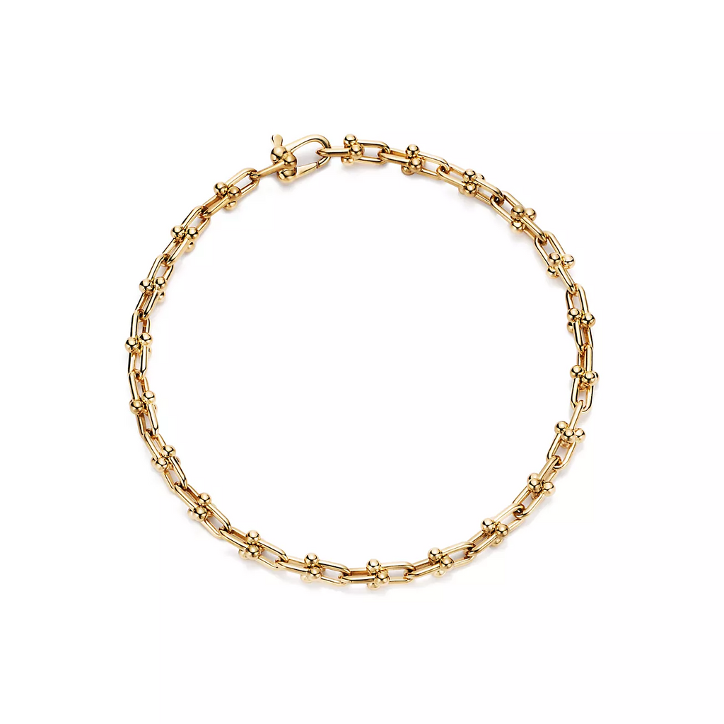 TIFFANY HARDWEAR MICRO LINK 44 MOTIF GOLD BRACELET