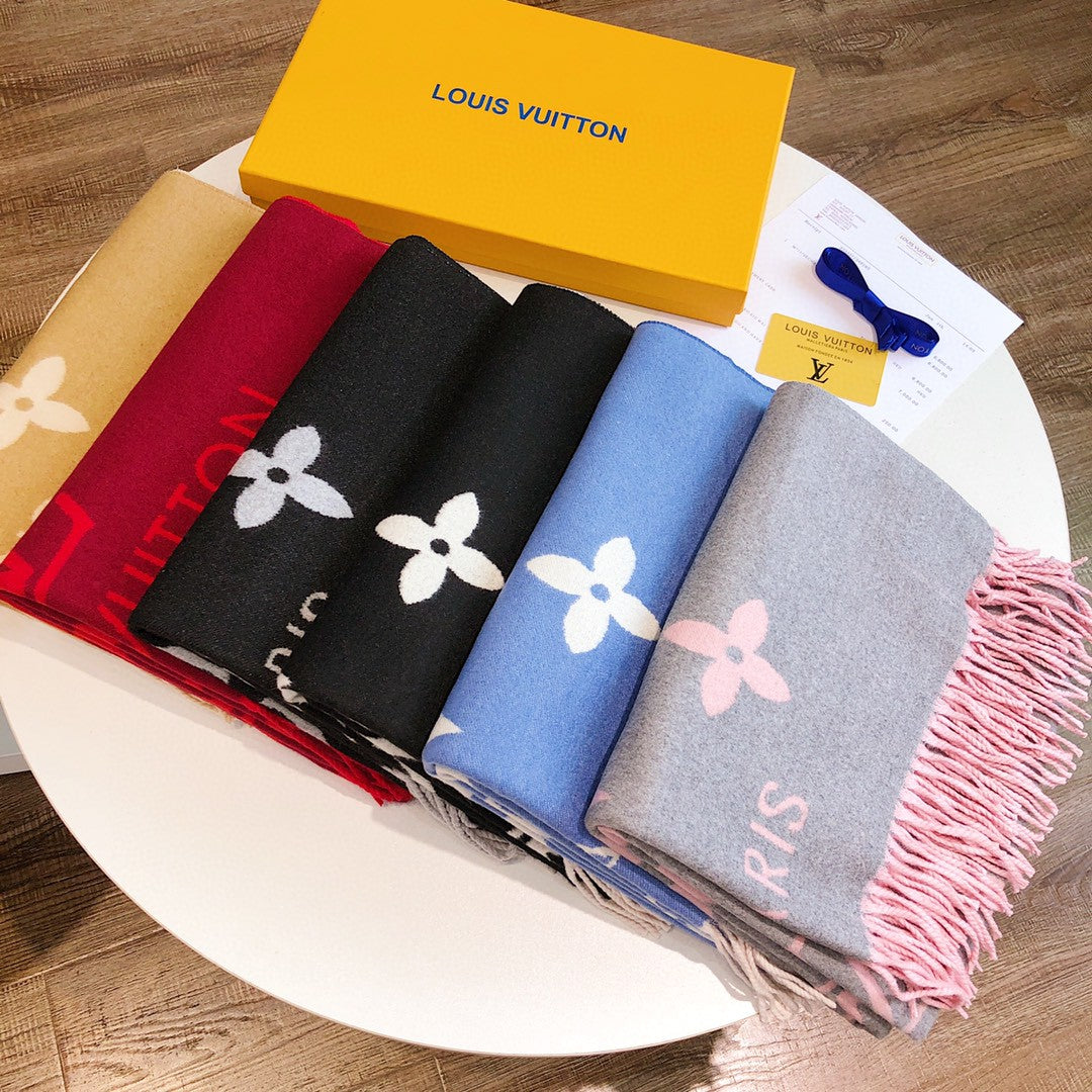 LOUIS VUITTON REYKJAVIK SCARF 180 CM IN TORTILLA BROWN CASHMERE 392871