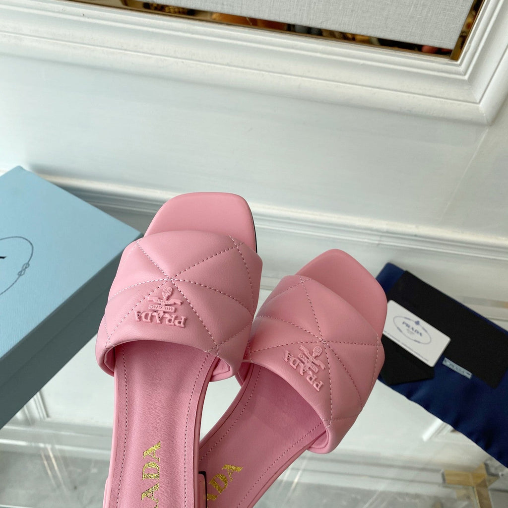 PRADA Pra Slide 25 Quilted Pink leather