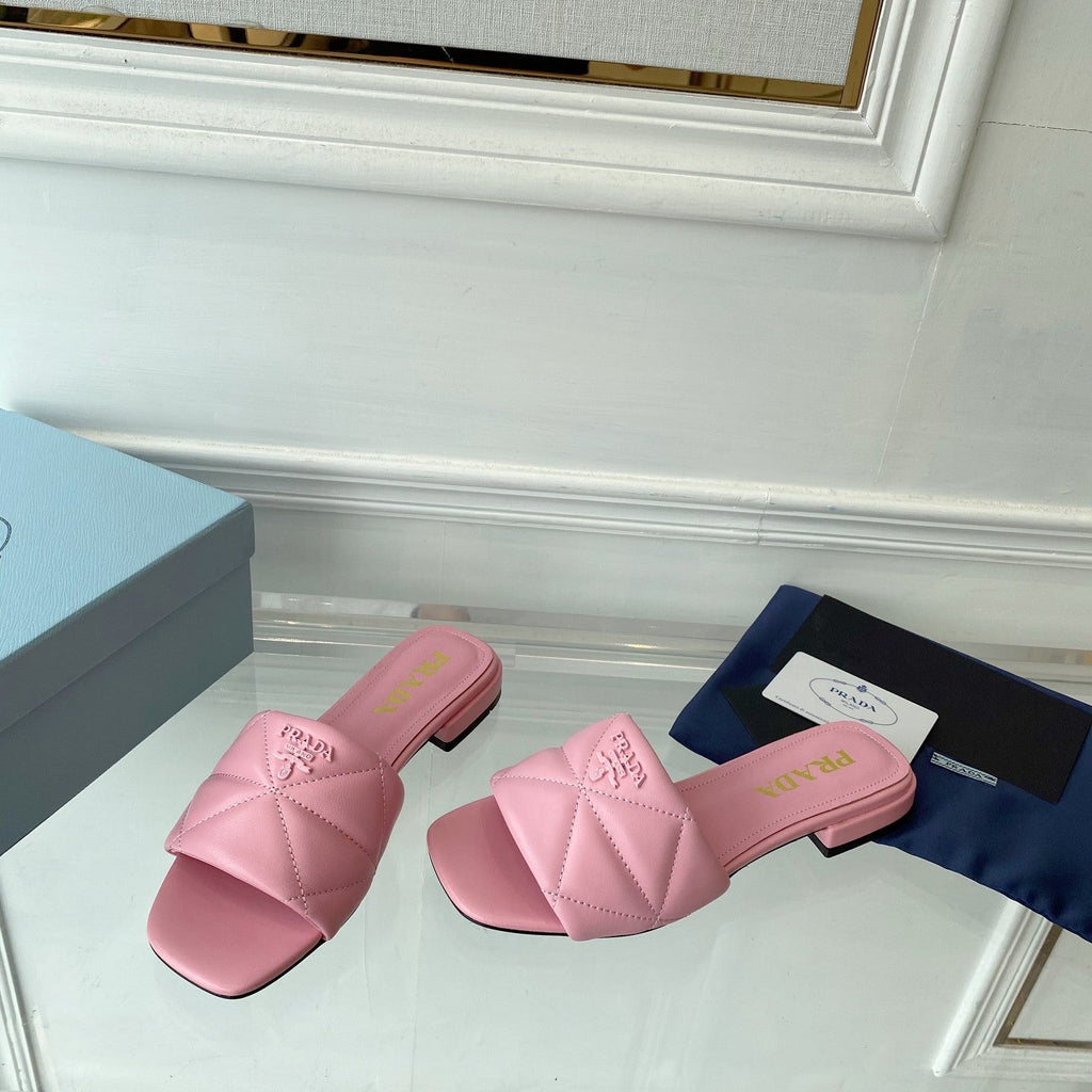 PRADA Pra Slide 25 Quilted Pink leather