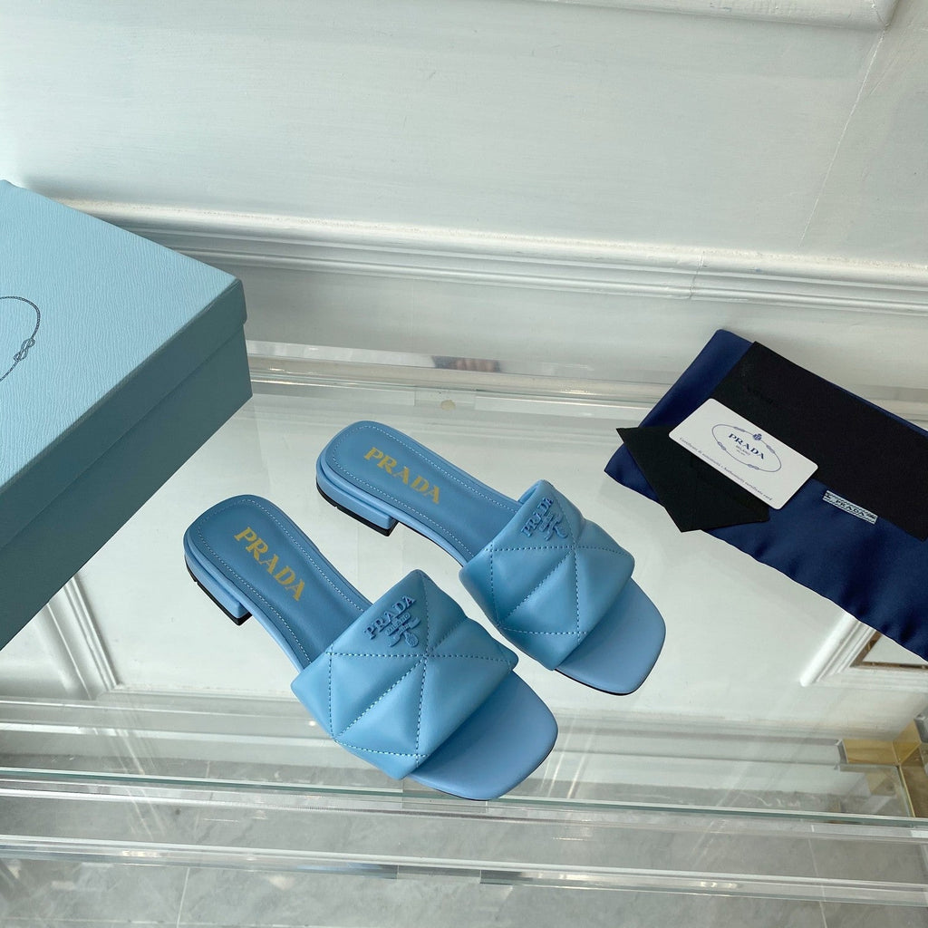 PRADA Pra Slide 25 Quilted Sky Blue leather
