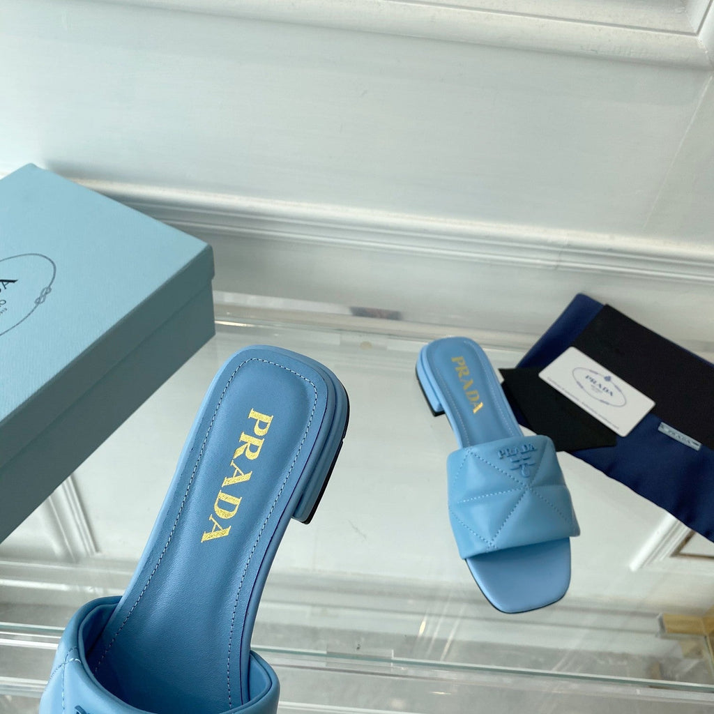 PRADA Pra Slide 25 Quilted Sky Blue leather