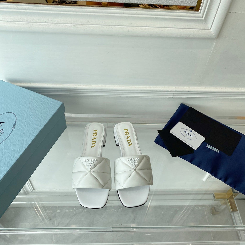 PRADA Pra Slide 25 Quilted White leather