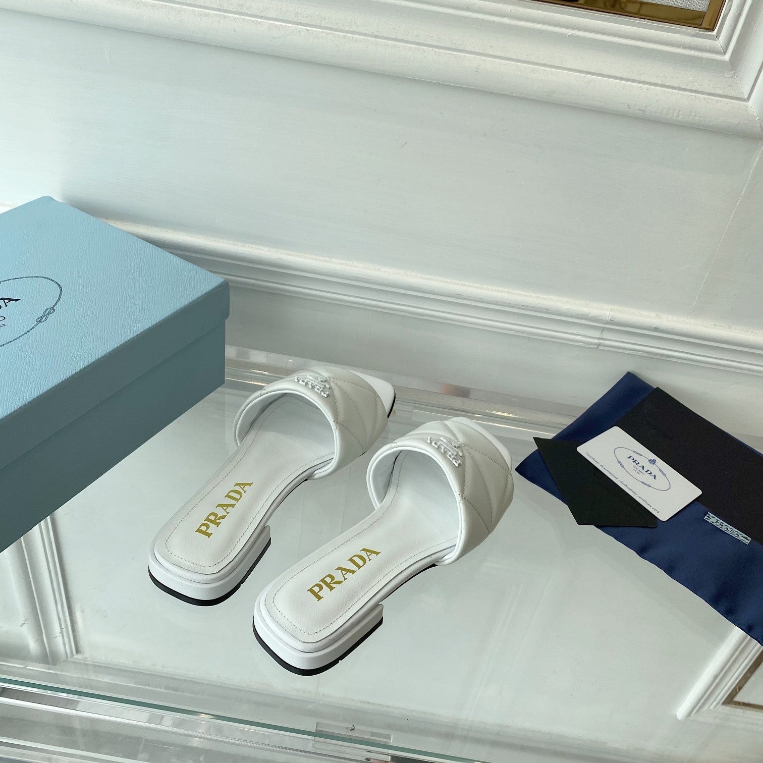 PRADA Pra Slide 25 Quilted White leather