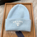 PRADA BEANIE HAT IN LIGHT BLUE WOOL 108744