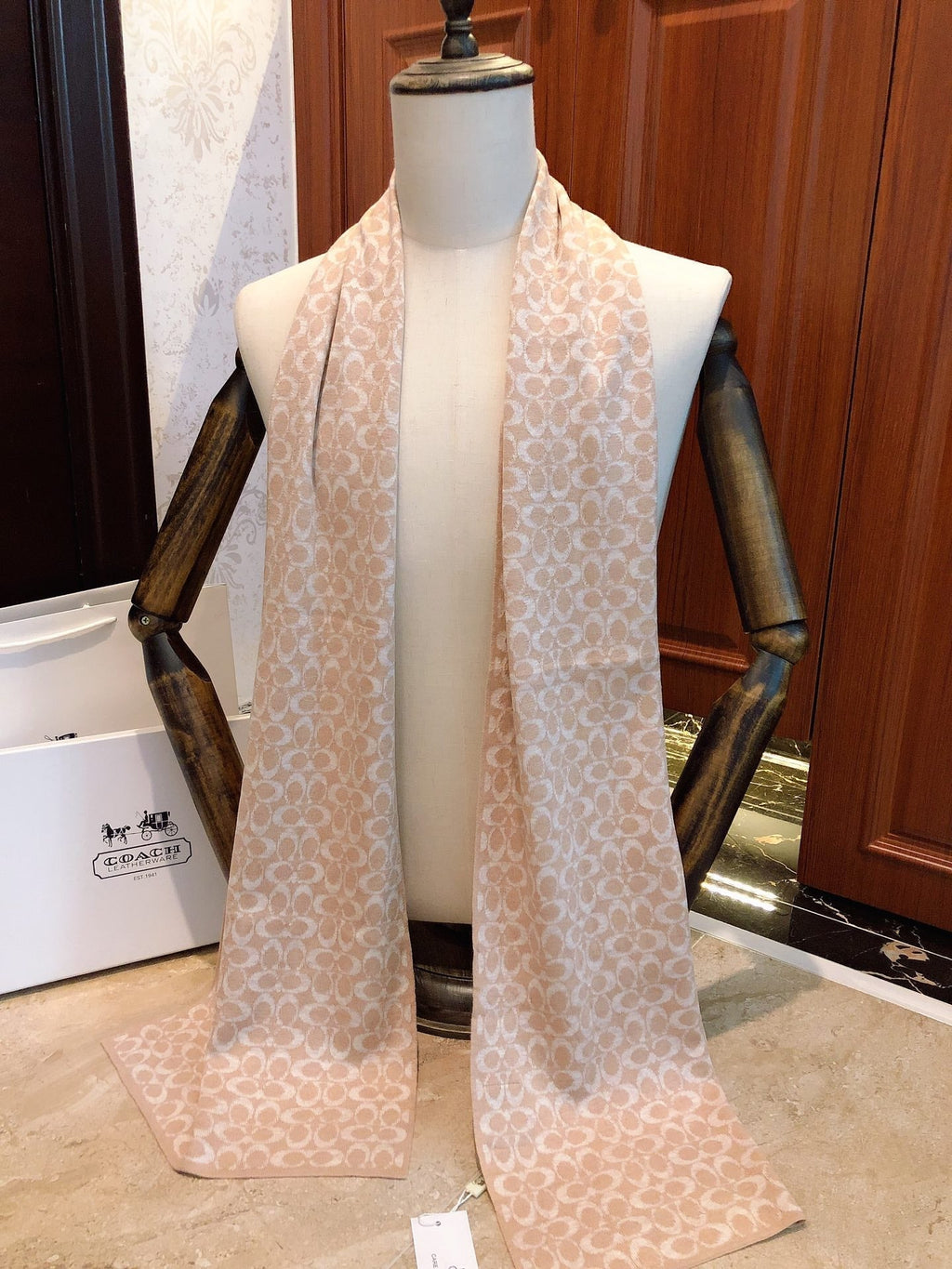 KNIT CASHMERE SCARF CAMEL BROWN MIX WHITE 619591