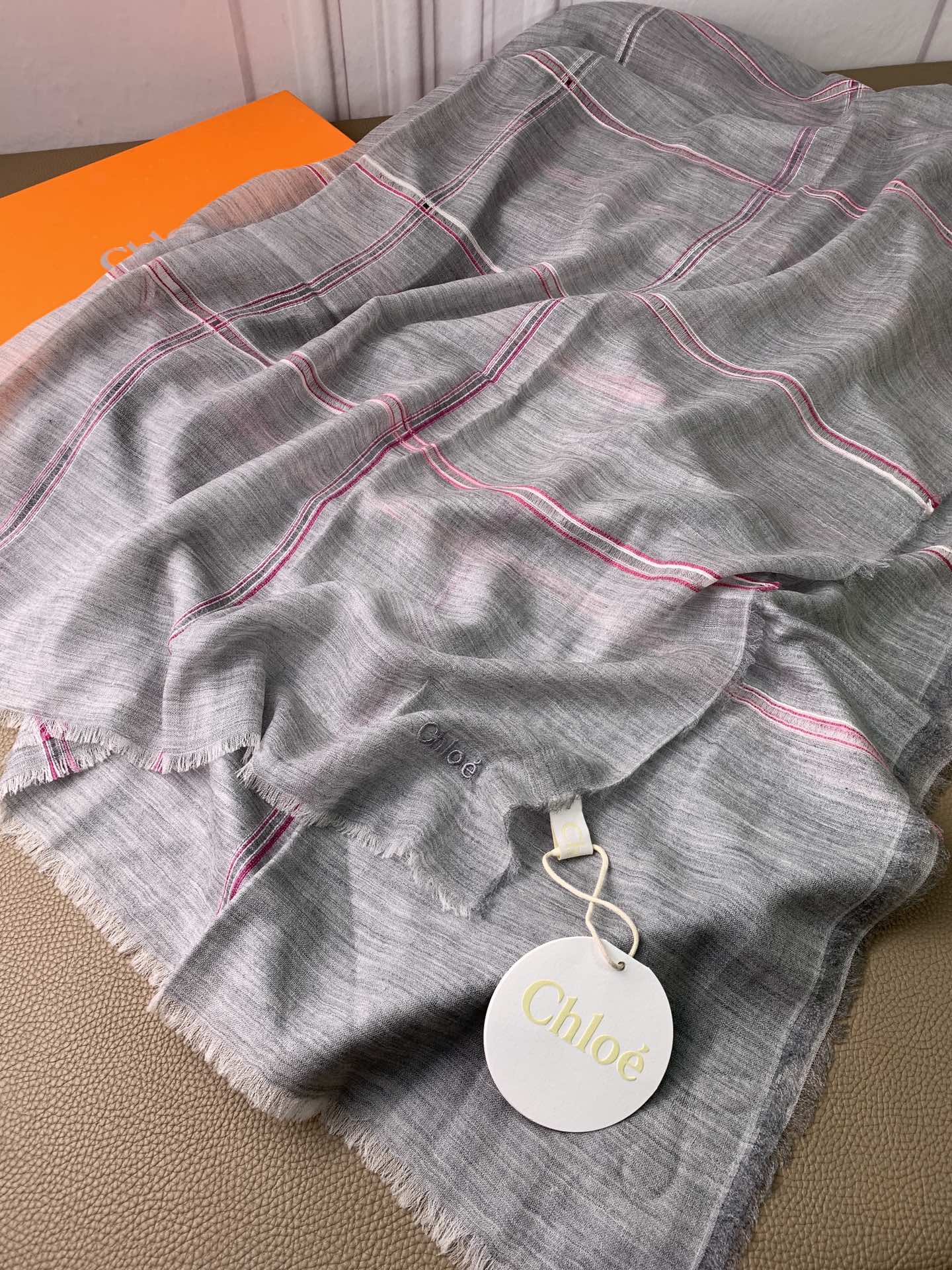 CHANEL SCARF 200 CM IN SMOKE GRAY CASHMERE 386537