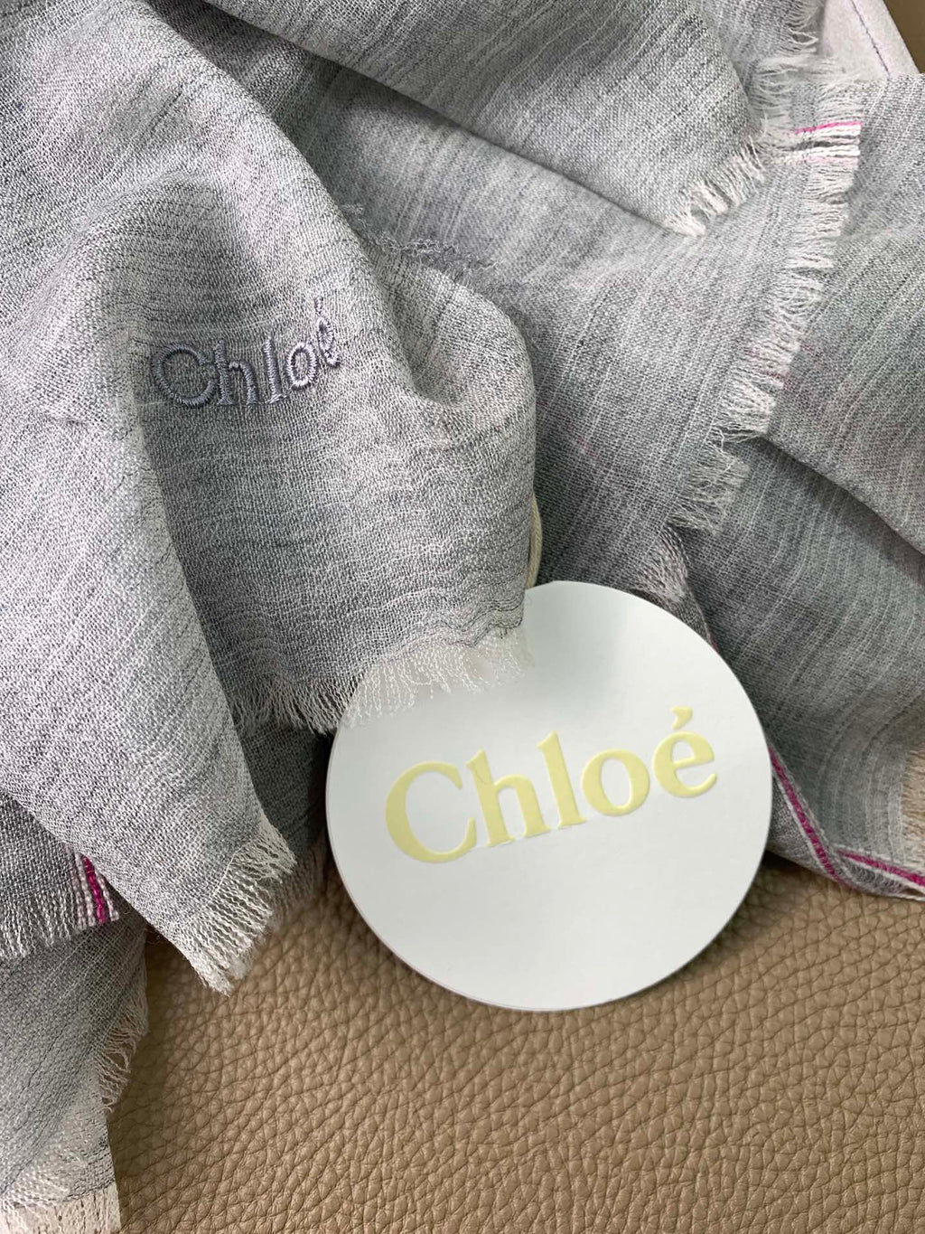 CHANEL SCARF 200 CM IN SMOKE GRAY CASHMERE 386537