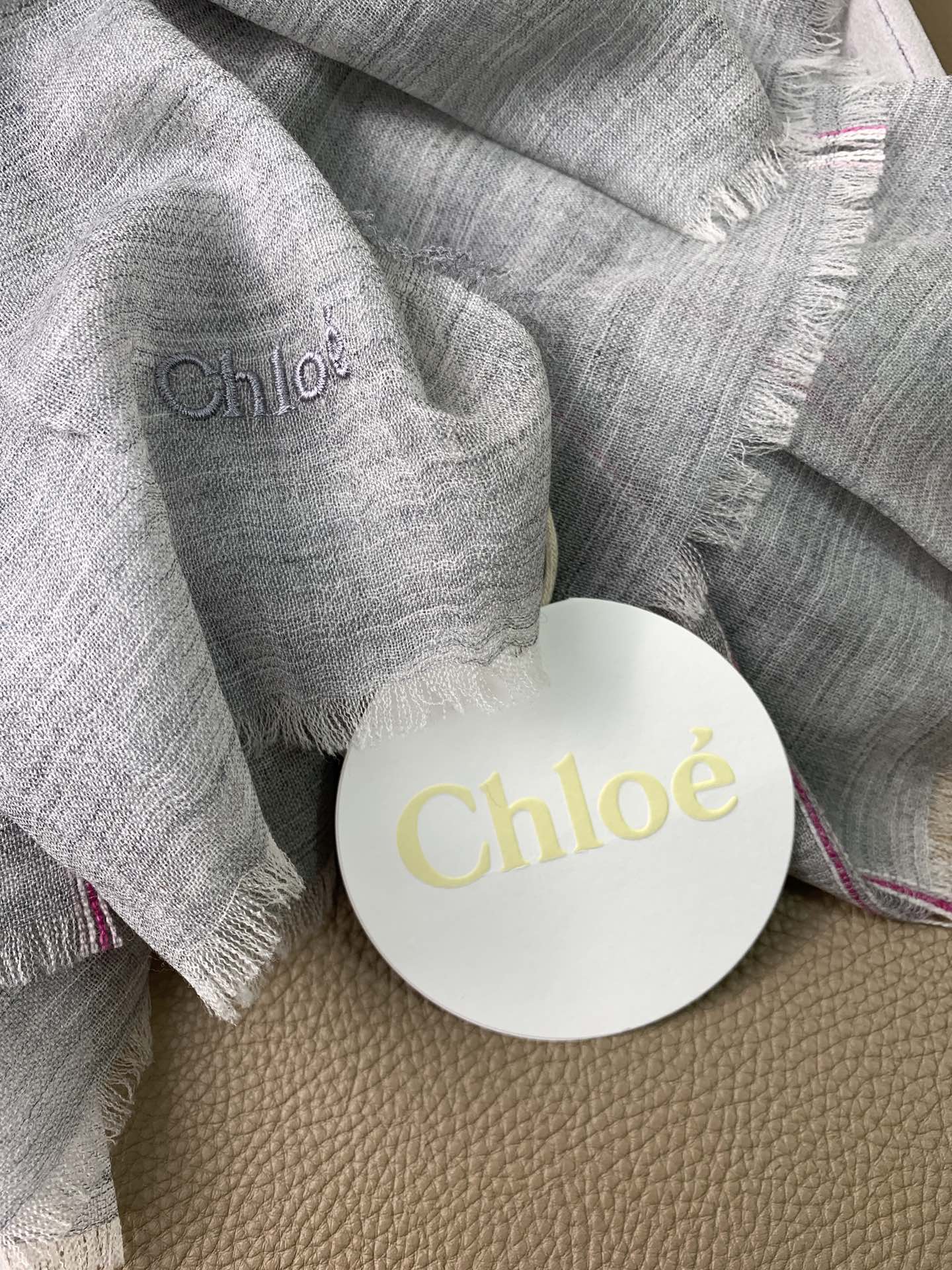 CHANEL SCARF 200 CM IN SMOKE GRAY CASHMERE 386537