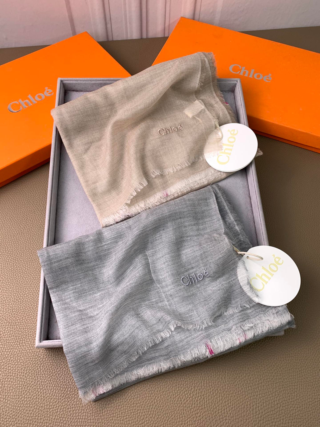 CHANEL SCARF 200 CM IN TAN BEIGE CASHMERE 386538