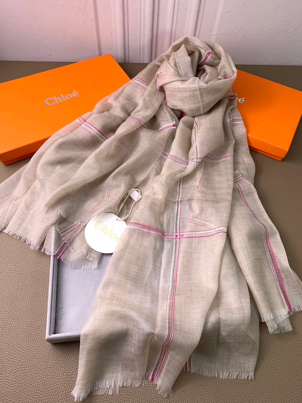 CHANEL SCARF 200 CM IN TAN BEIGE CASHMERE 386538