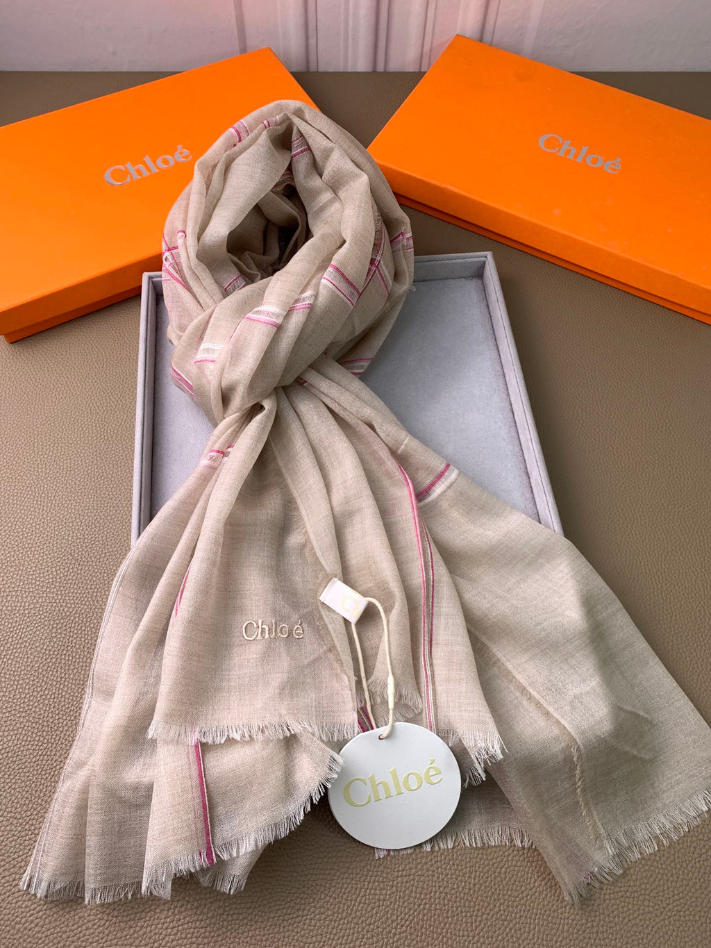 CHANEL SCARF 200 CM IN TAN BEIGE CASHMERE 386538