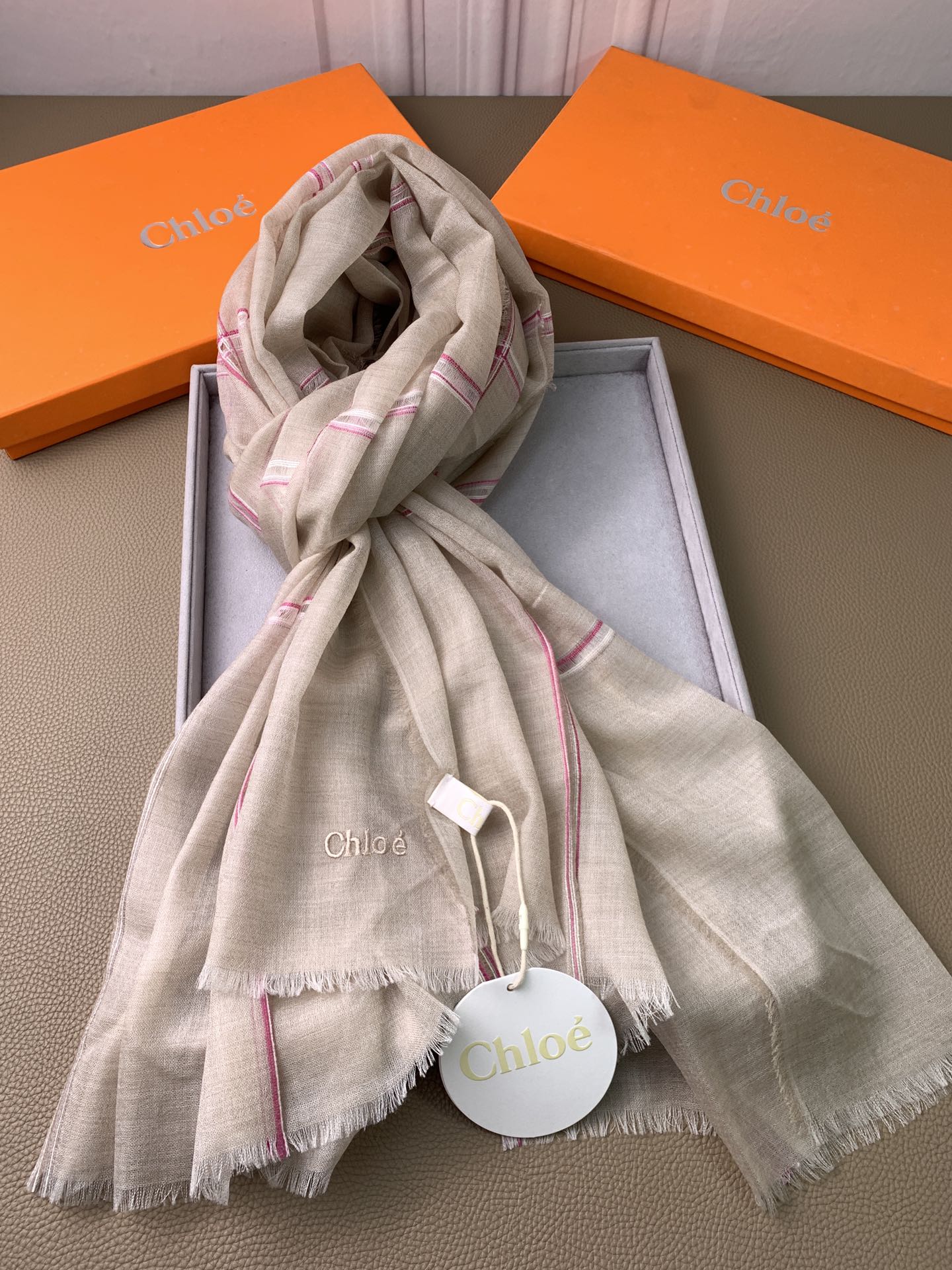 CHANEL SCARF 200 CM IN TAN BEIGE CASHMERE 386538