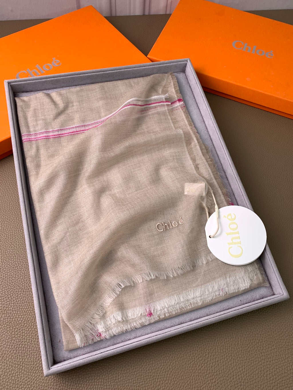 CHANEL SCARF 200 CM IN TAN BEIGE CASHMERE 386538