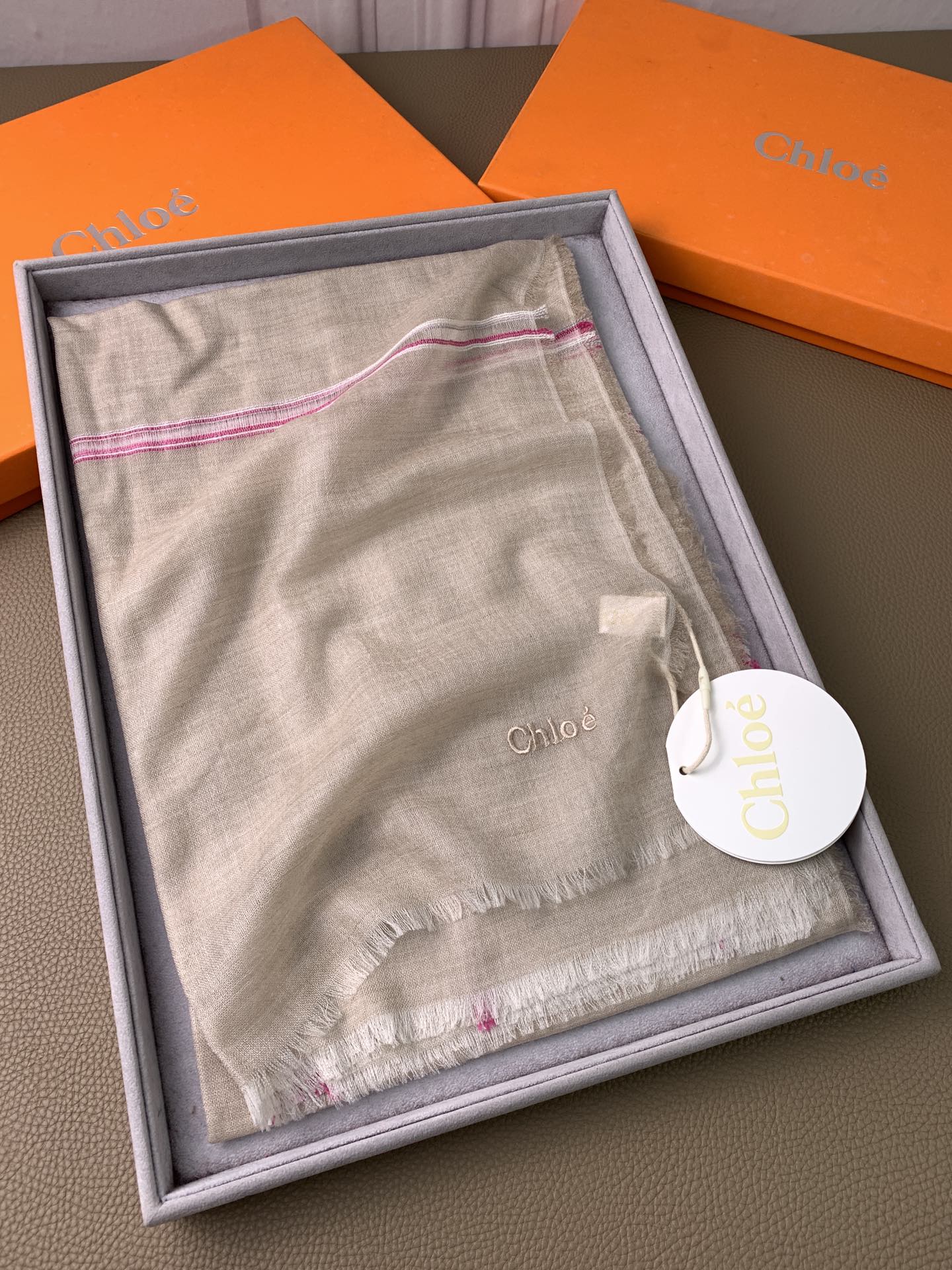 CHANEL SCARF 200 CM IN TAN BEIGE CASHMERE 386538