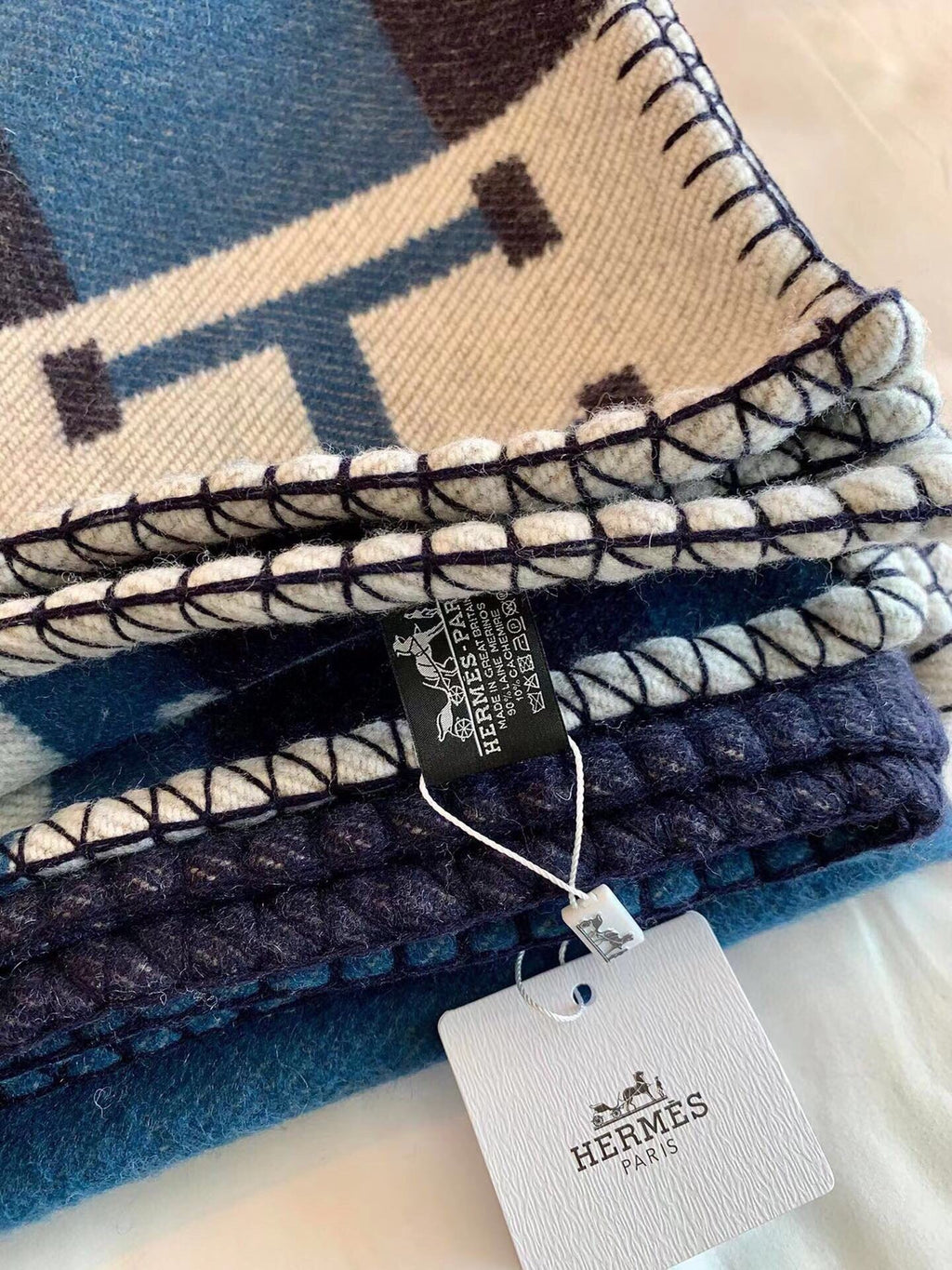 HERMES BLANKET 170 CM IN COLORFUL WOOL AND CASERE 689475