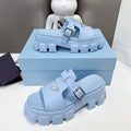 PRADA MONOLITH SLIPPER SANLS IN SKY BLUE RUBBER