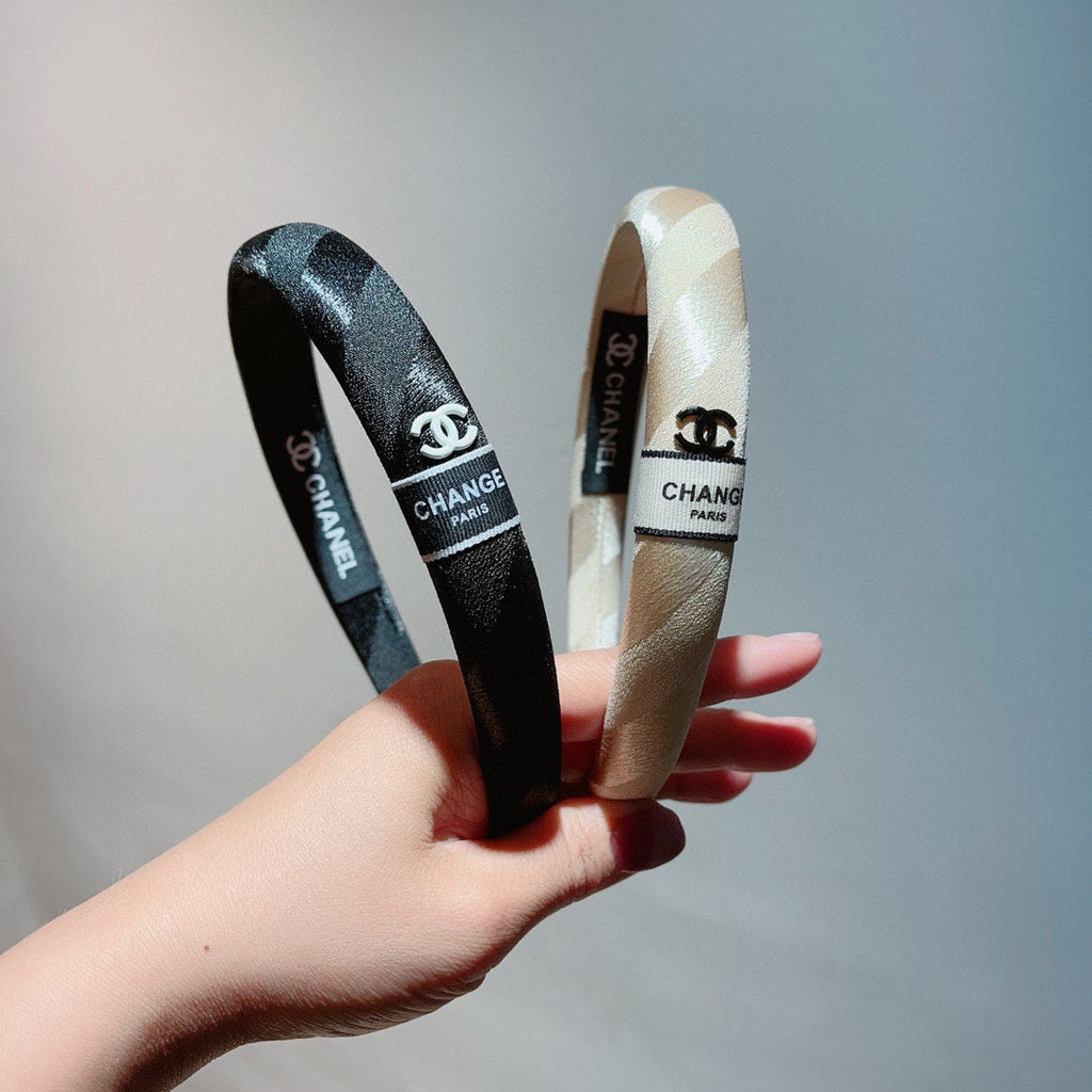 CHANEL TAN BEIGE SILK HAIRBAND 876967