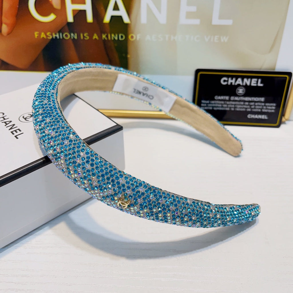 CHANEL SKY BLUE CRYSTAL HAIRBAND 925617