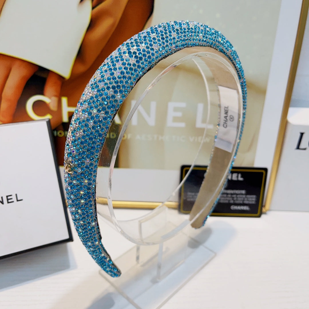 CHANEL SKY BLUE CRYSTAL HAIRBAND 925617