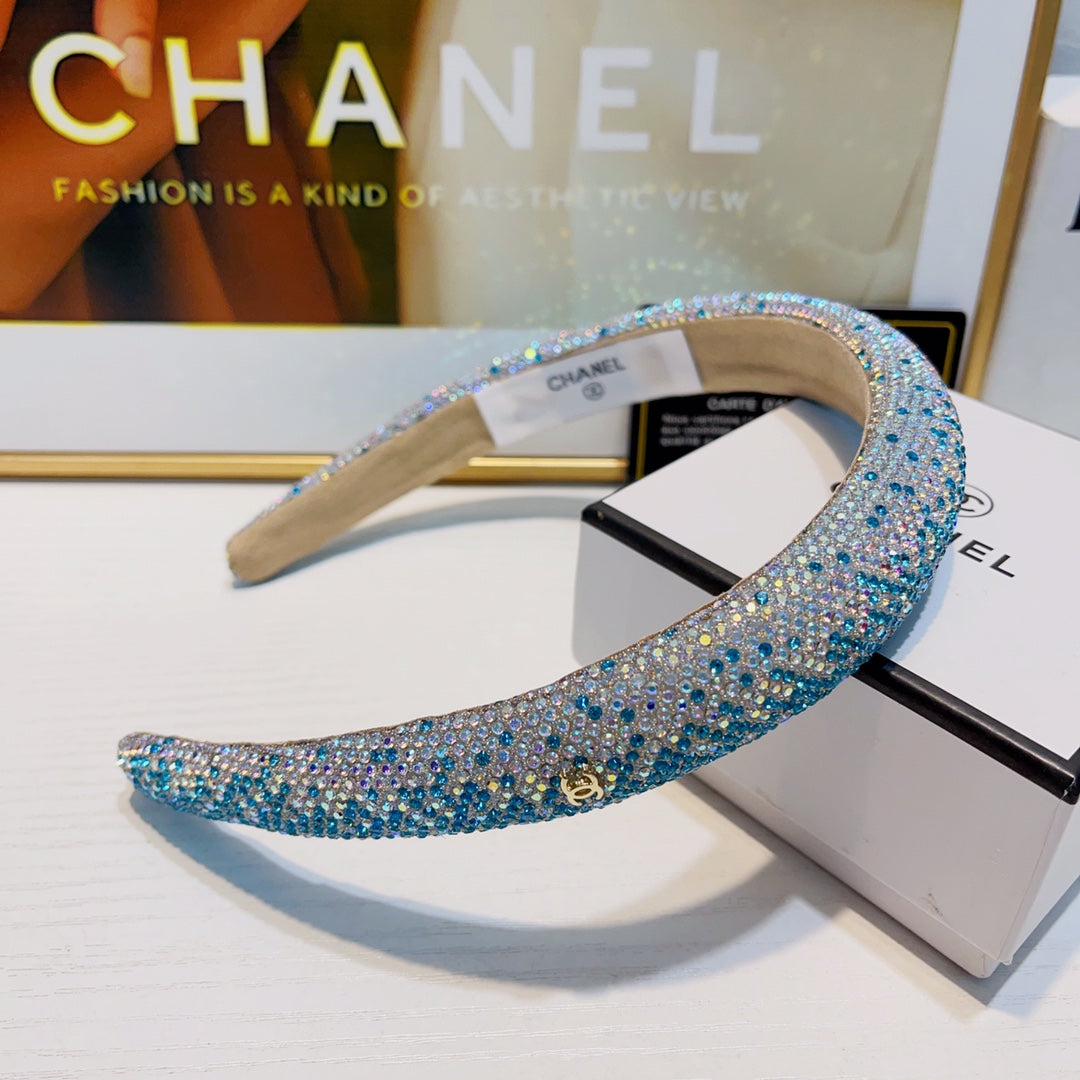CHANEL SKY BLUE CRYSTAL HAIRBAND 925617