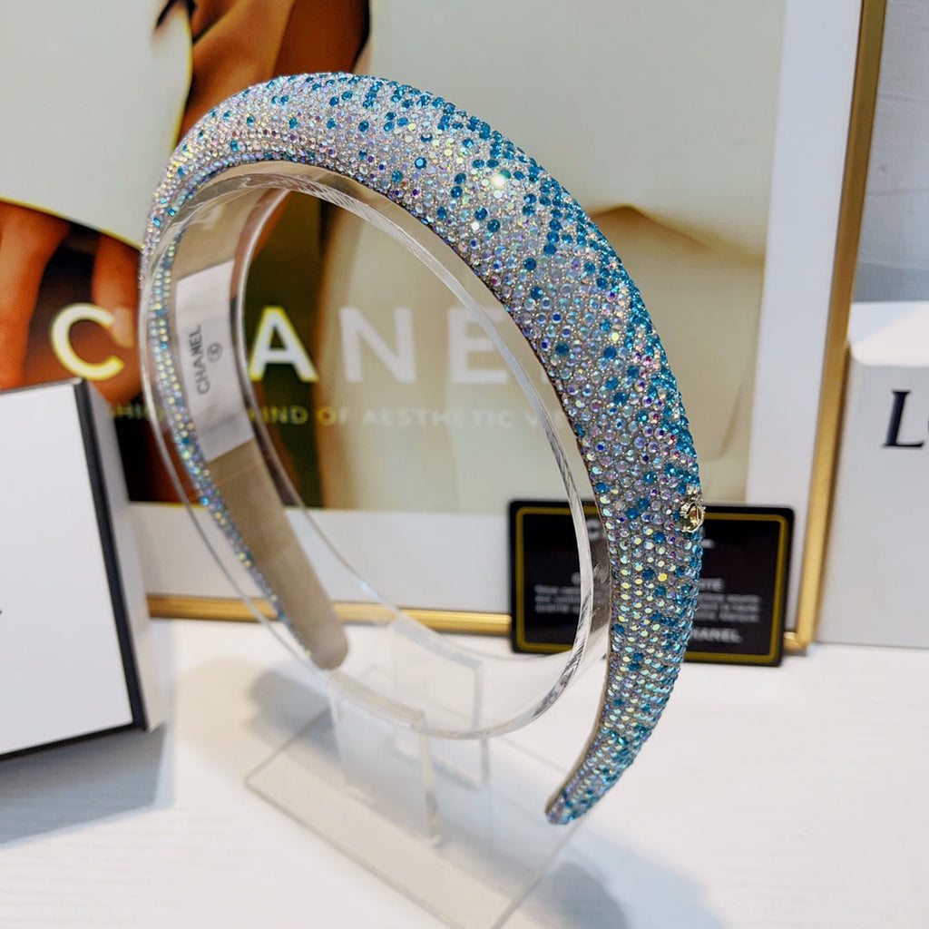 CHANEL SKY BLUE CRYSTAL HAIRBAND 925617