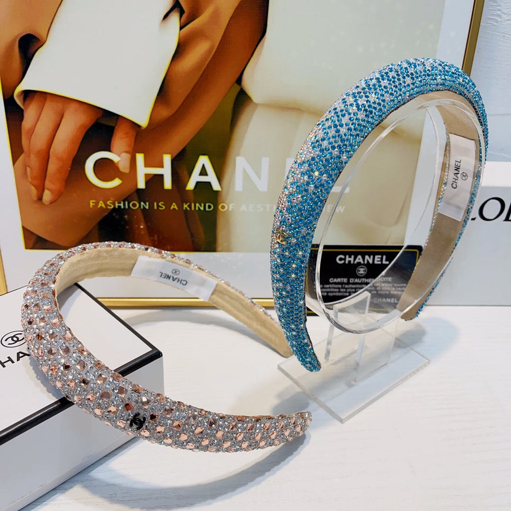 CHANEL SKY BLUE CRYSTAL HAIRBAND 925617
