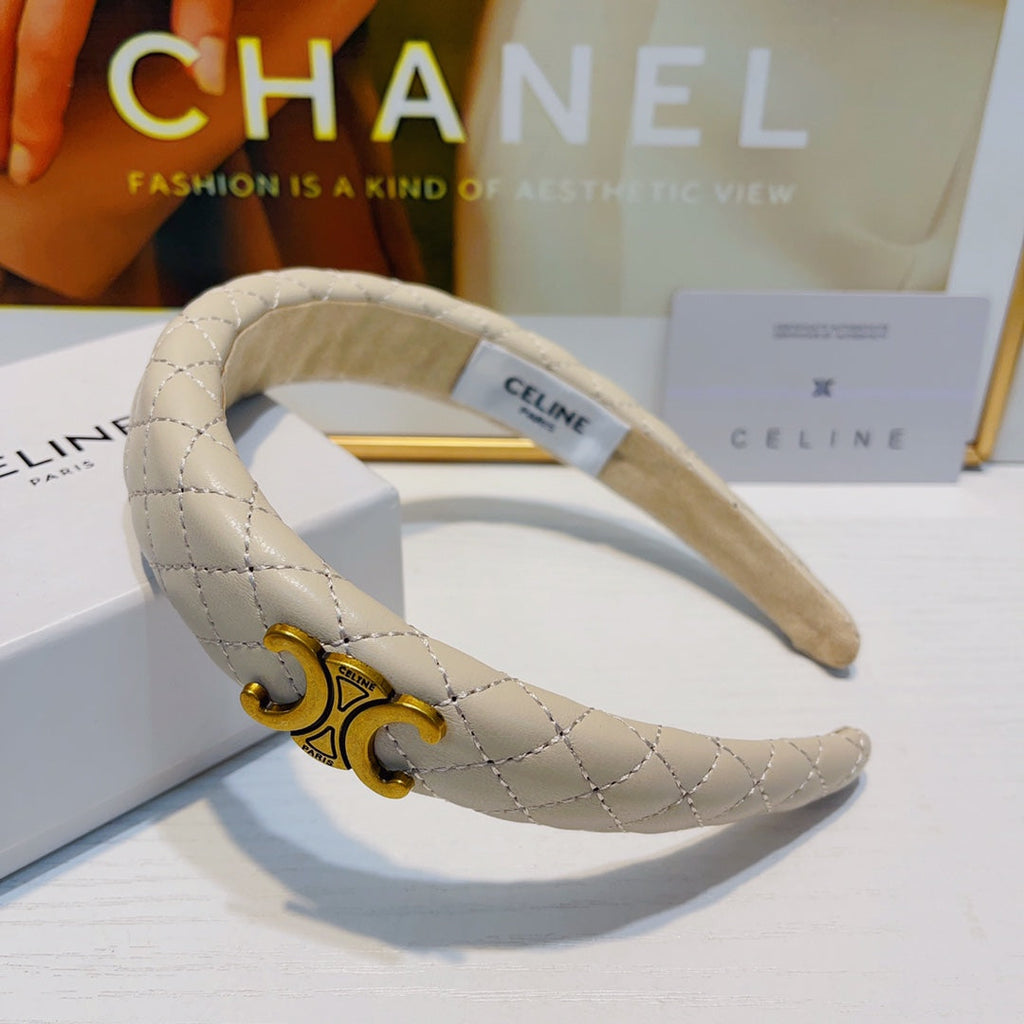 CHANEL WHITE CREAM LAMBSKIN HAIRBAND 925628
