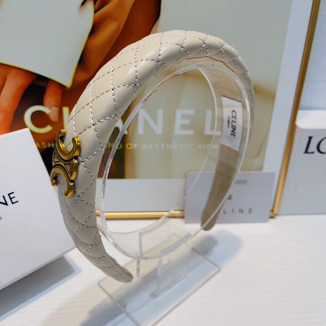CHANEL WHITE CREAM LAMBSKIN HAIRBAND 925628