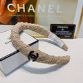 CHANEL TAN BEIGE WRINKLED FABRIC HAIRBAND 925629
