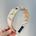 CHANEL WHITE CREAM FABRIC HAIRBAND 925660