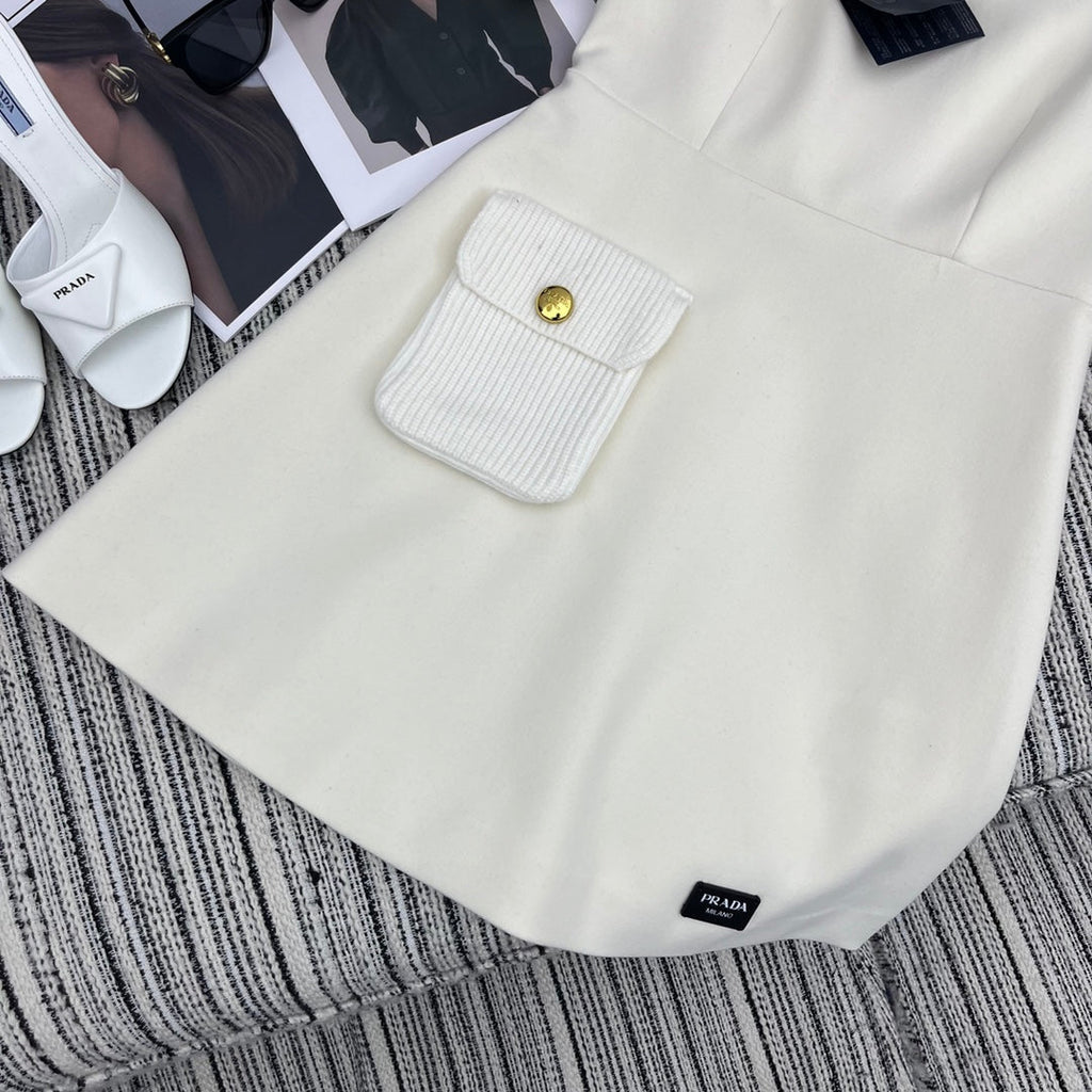 PRADA 25S CREW NECK SHORT-SLEEVE DRESS 350