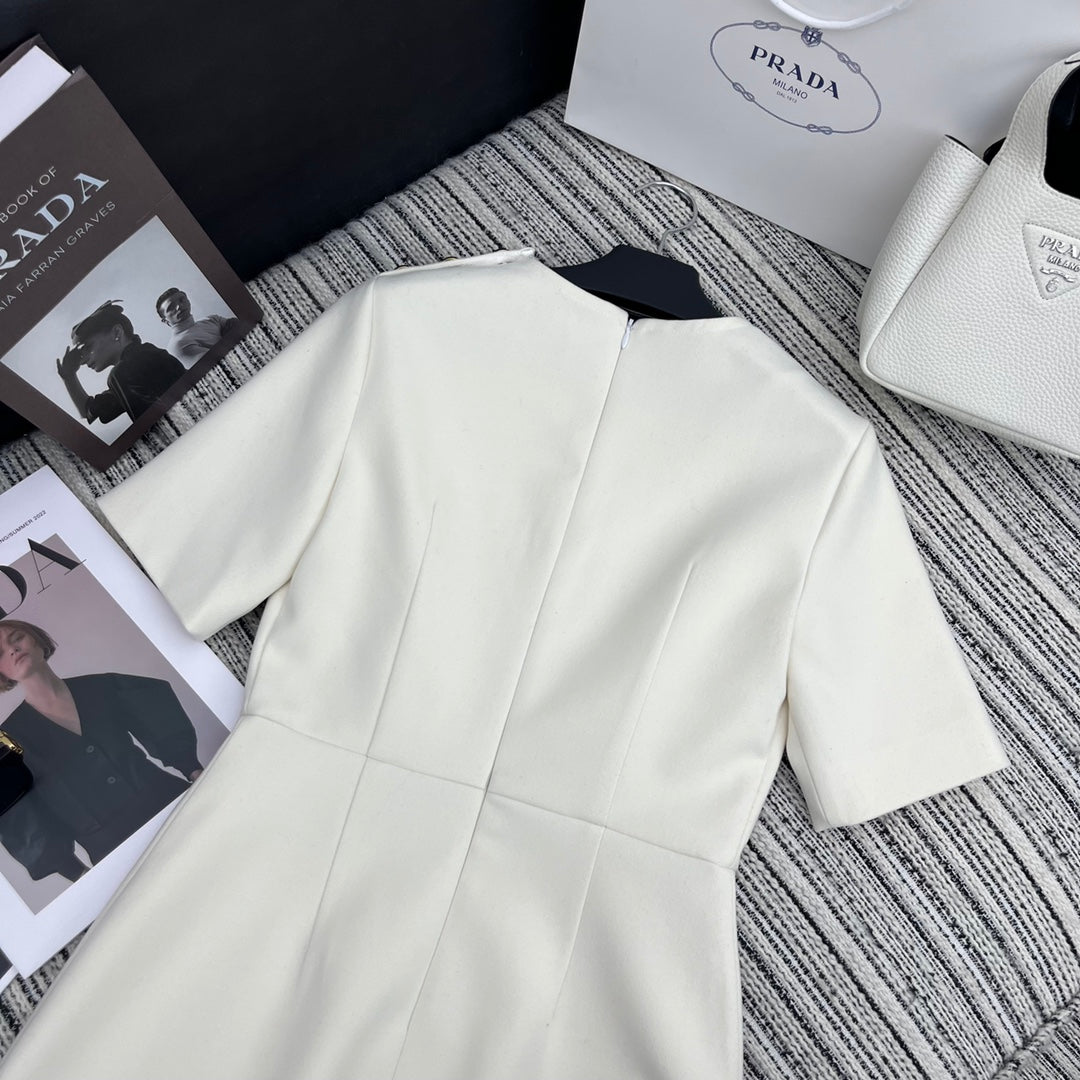PRADA 25S CREW NECK SHORT-SLEEVE DRESS 350