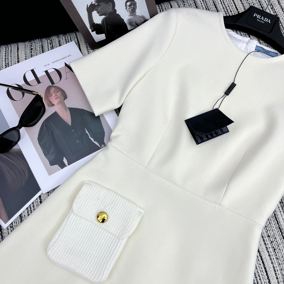 PRADA 25S CREW NECK SHORT-SLEEVE DRESS 350