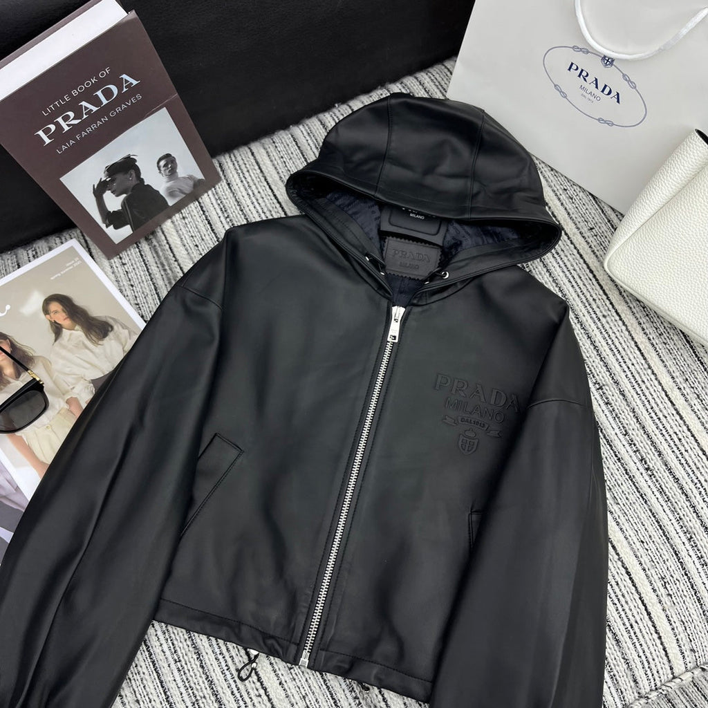 PRADA 25S SHEARLING HOODED JACKET 336