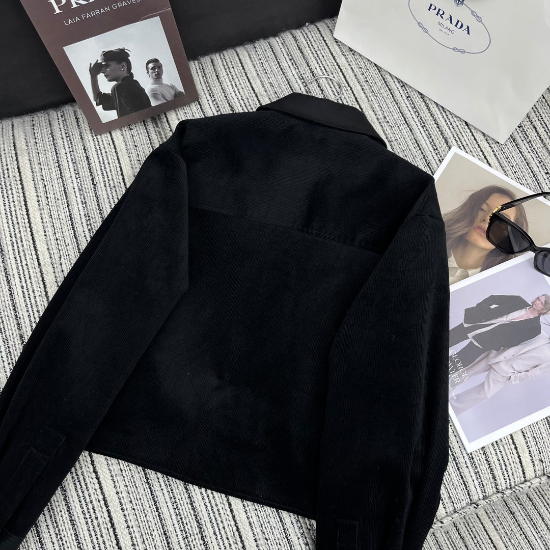 PRADA 25S VELVET-COLLAR SHIRT JACKET 337