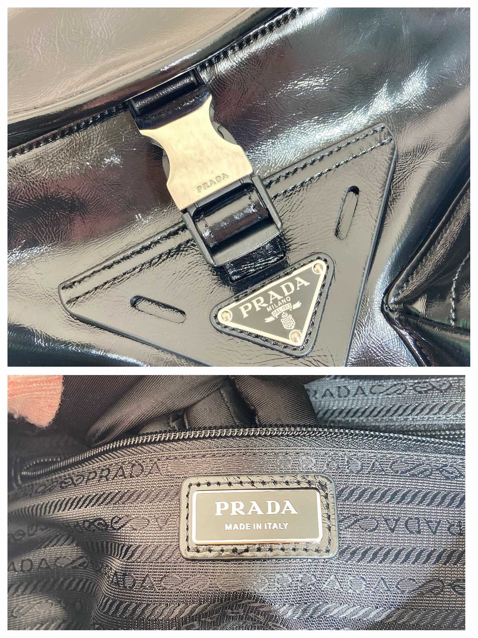 PRADA CROSSBODY BAG 29 IN BLACK OIL WAX LAMBSKIN