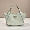 PRADA TOTE BAG 28 IN WHITE SHEEPSKIN GOLD LOGO