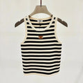 CELINE Celin Black Beige Stripe Tank Top