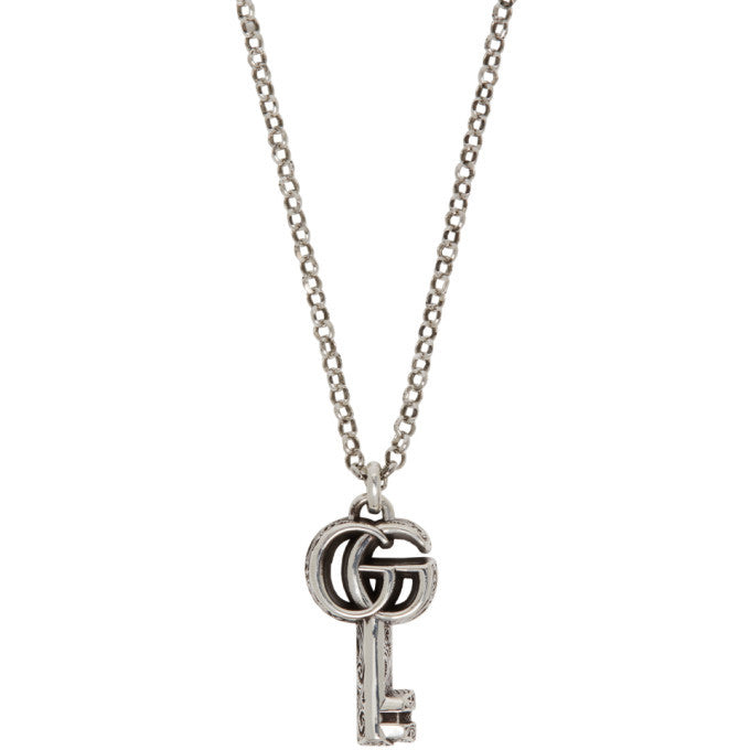 GUCCI SILVER DOUBLE G KEY NECKLACE
